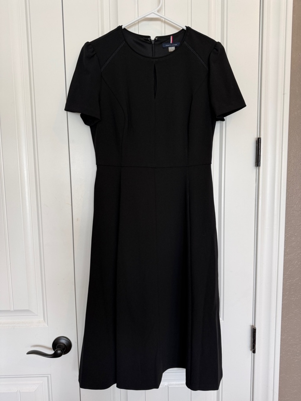 Tommy Hilfiger Black Midi A-Line Dress with Keyhole NWOT